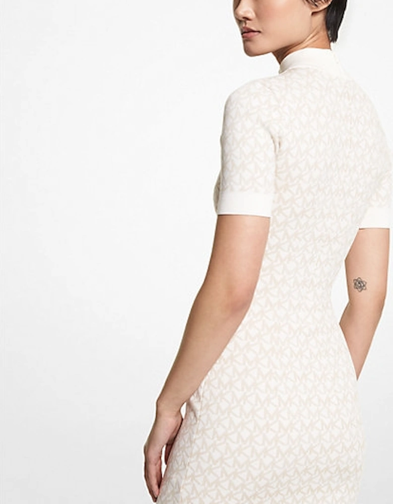 Logo Jacquard Mock Neck Dress