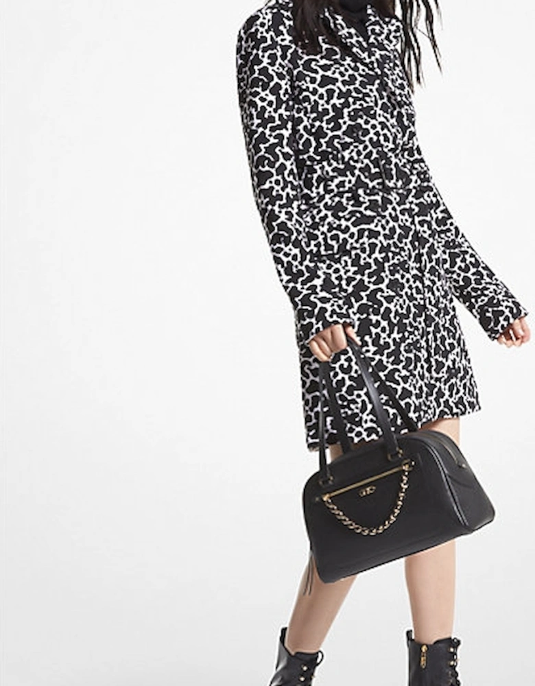 Animal Print Stretch Crepe Trench Coat