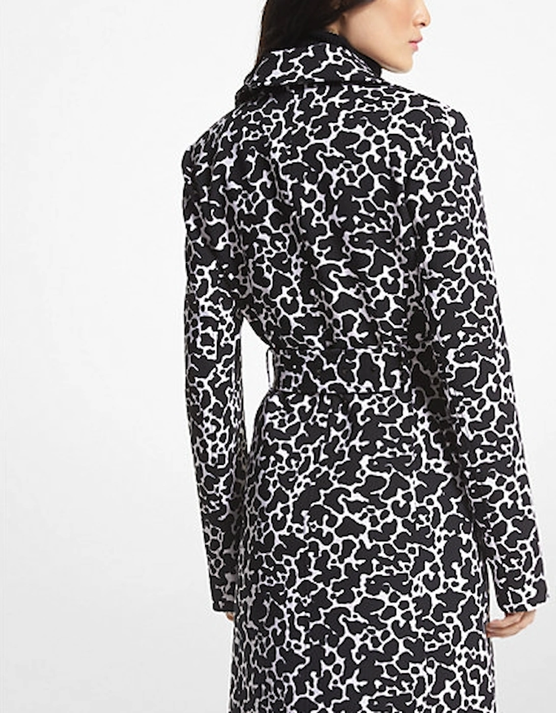 Animal Print Stretch Crepe Trench Coat