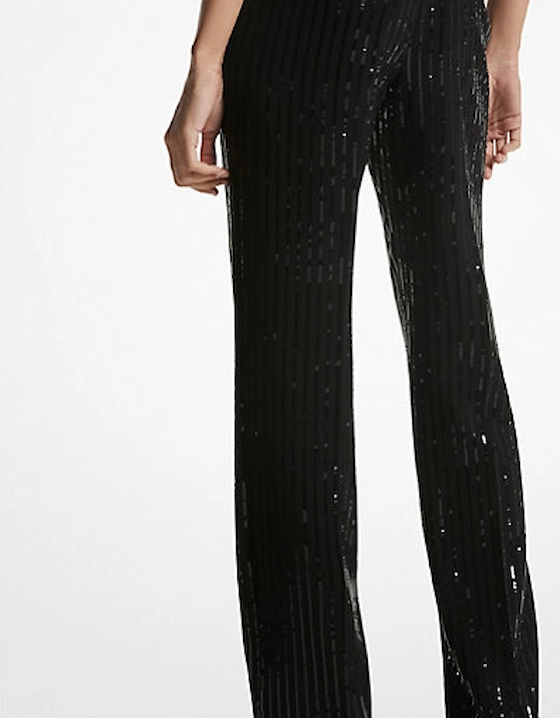 Pinstripe Sequined Crepe Straight-Leg Pants