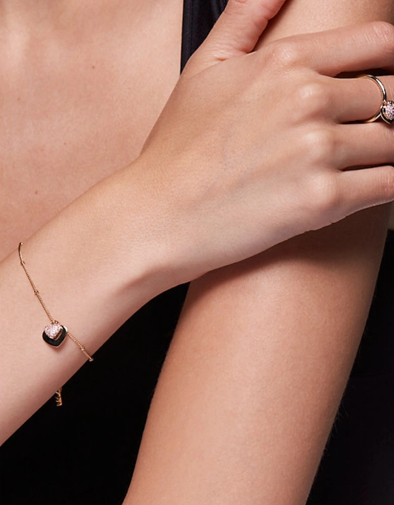 Precious Metal-Plated Sterling Silver Pavé Heart Bracelet