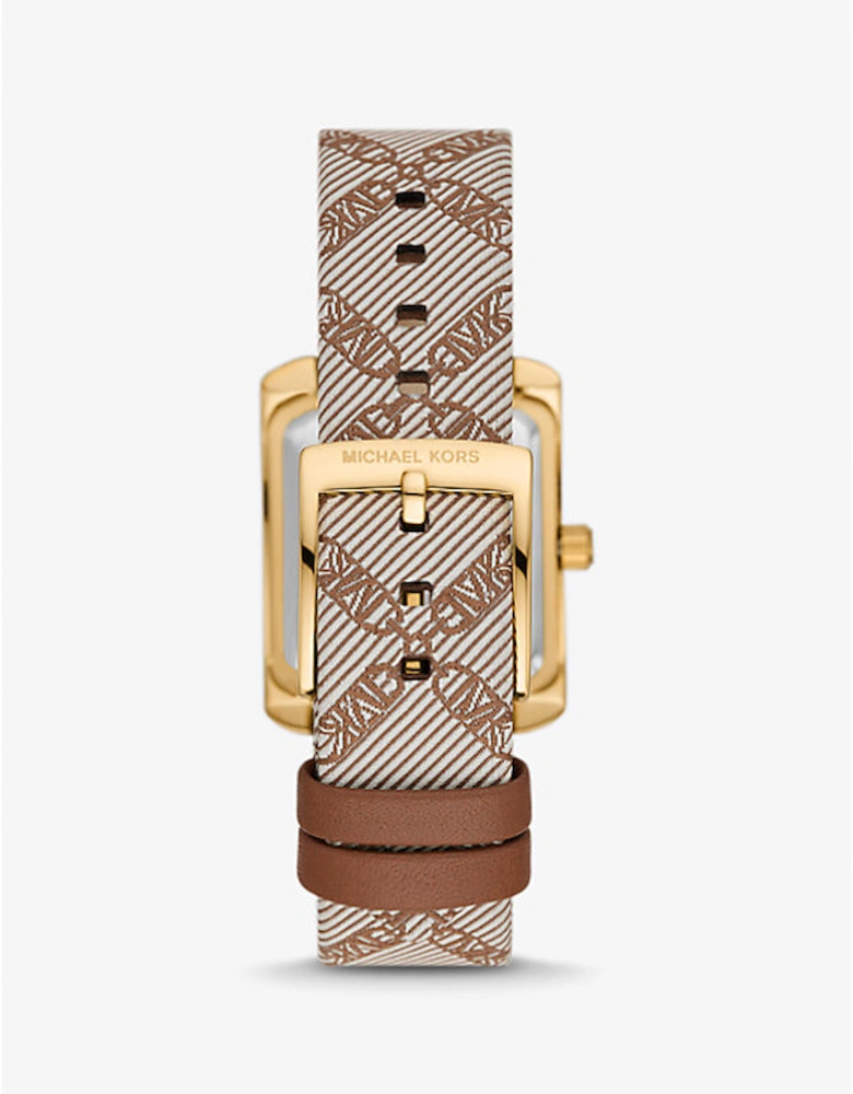 Mini Emery Gold-Tone and Empire Logo Jacquard Watch