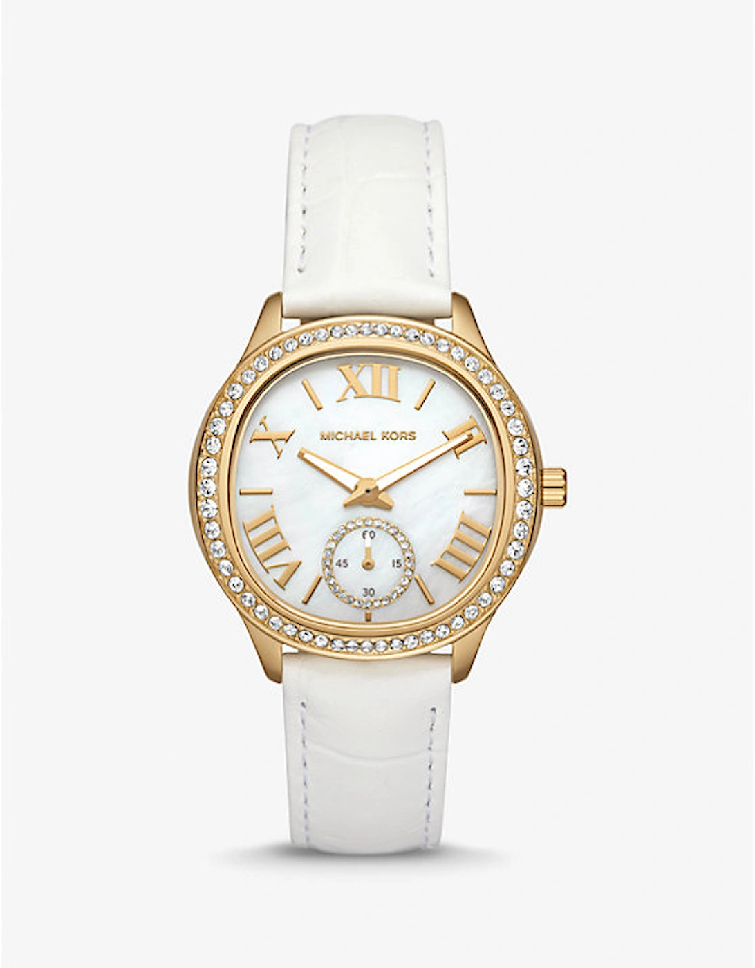Sage Pavé Gold-Tone and Crocodile Embossed Leather Watch, 4 of 3