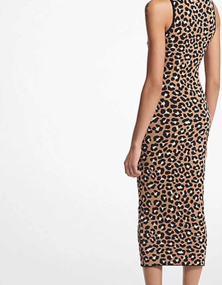 Leopard Jacquard Midi Dress