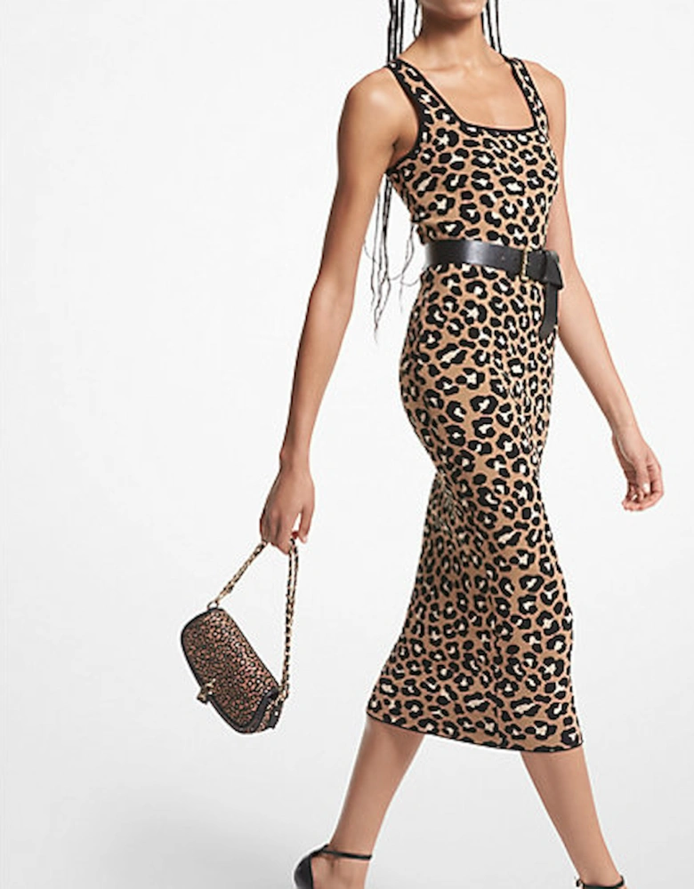 Leopard Jacquard Midi Dress