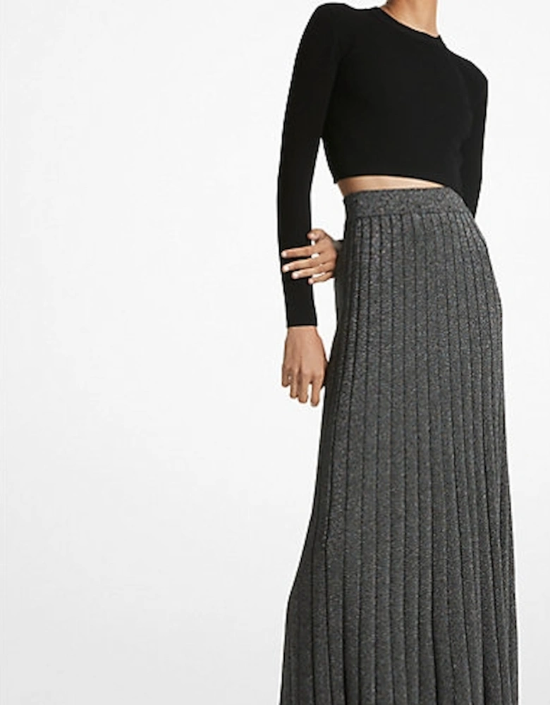 Metallic Ribbed Knit Skirt