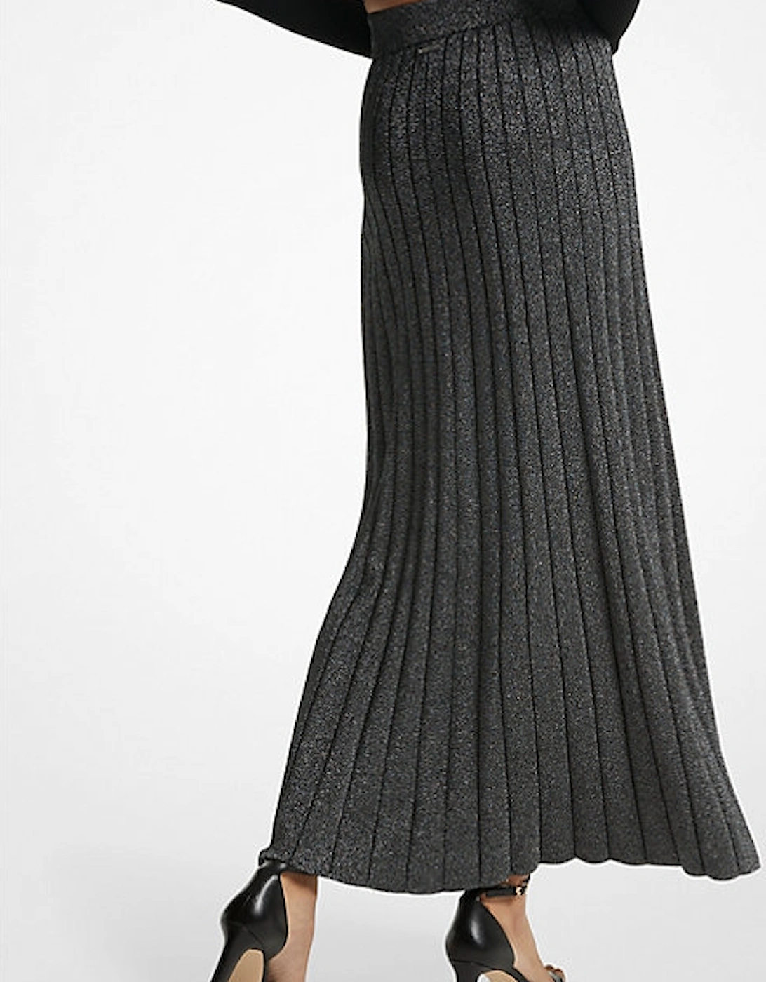 Metallic Ribbed Knit Skirt