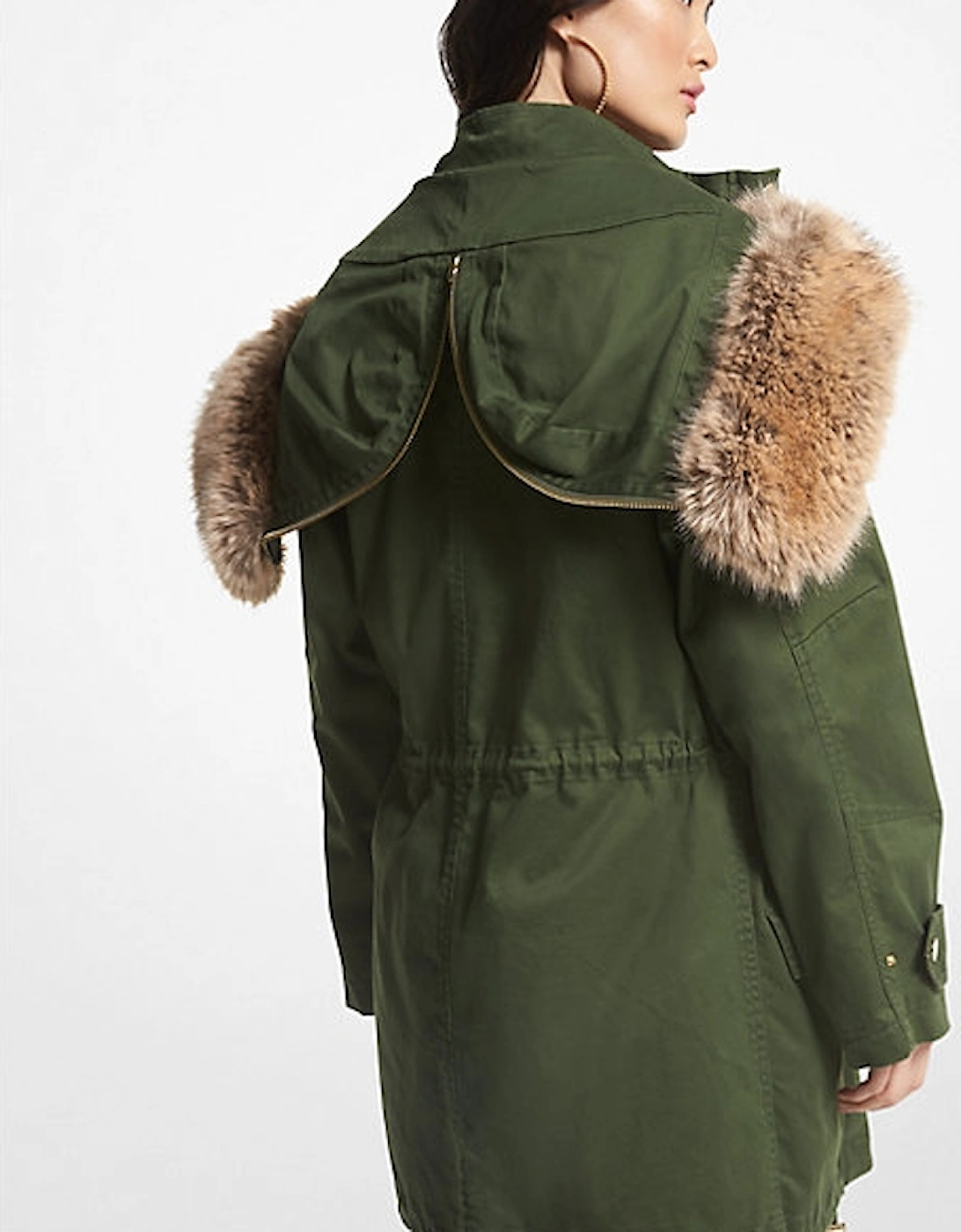 Faux Fur Trim Stretch Cotton Anorak