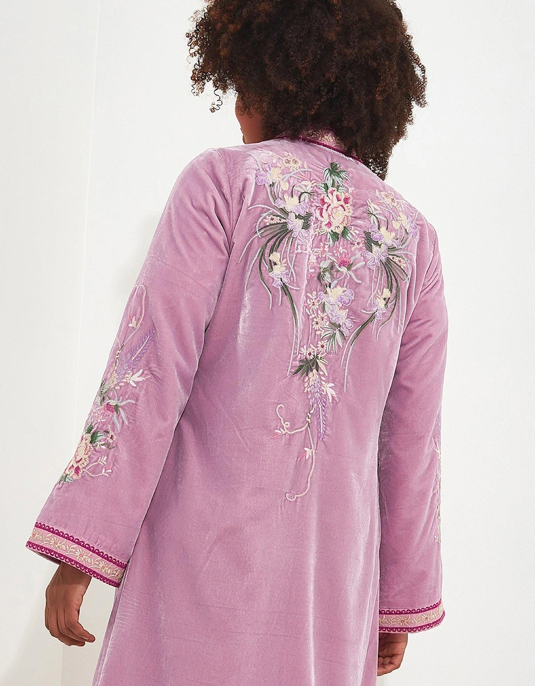 Embroidered Kimono Top - Purple