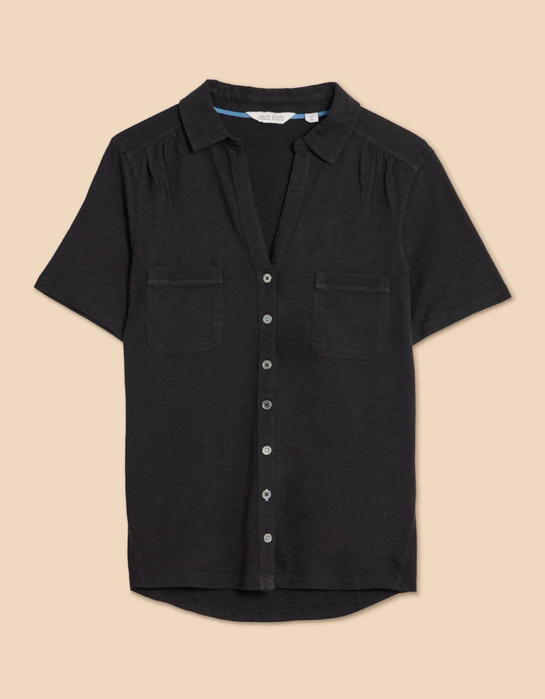 Penny Pocket Jersey Shirt - Black