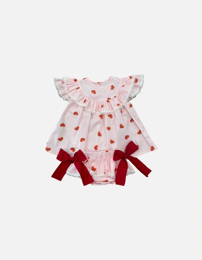 Girls Pink Heart Blouse & Bloomers