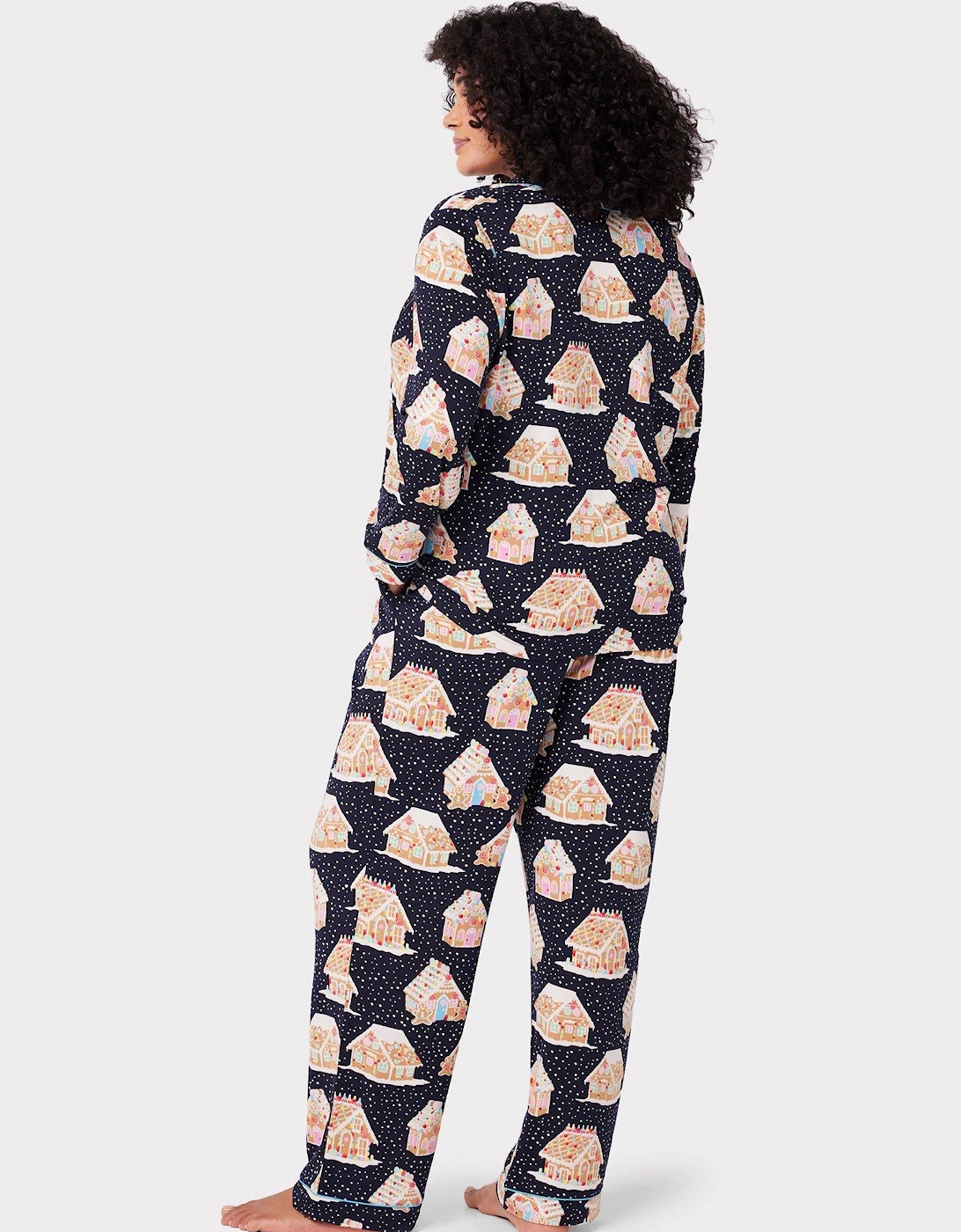Curve Christmas Printed Pyjama Set - Navy