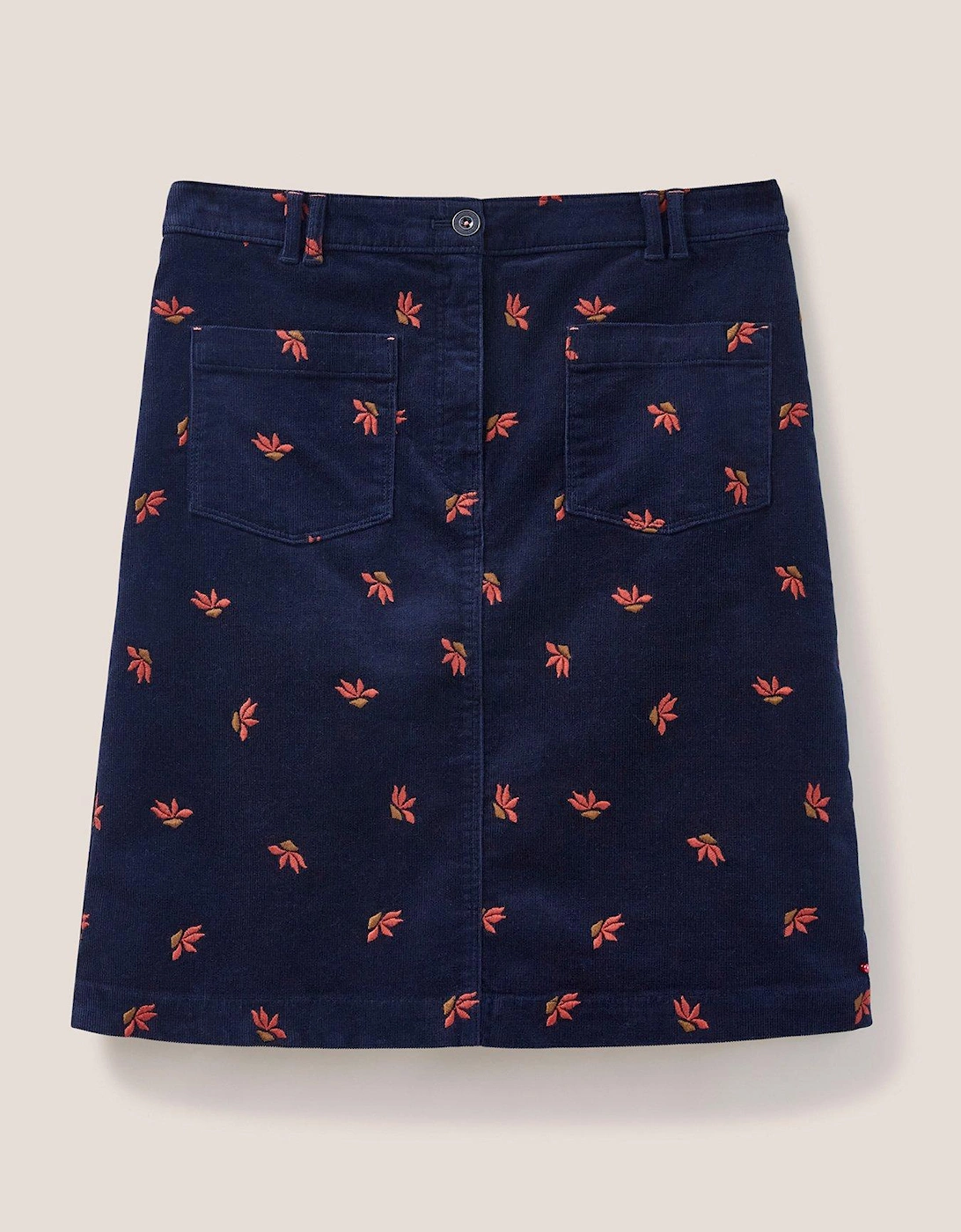 Melody Embroidered Cord Skirt - Navy