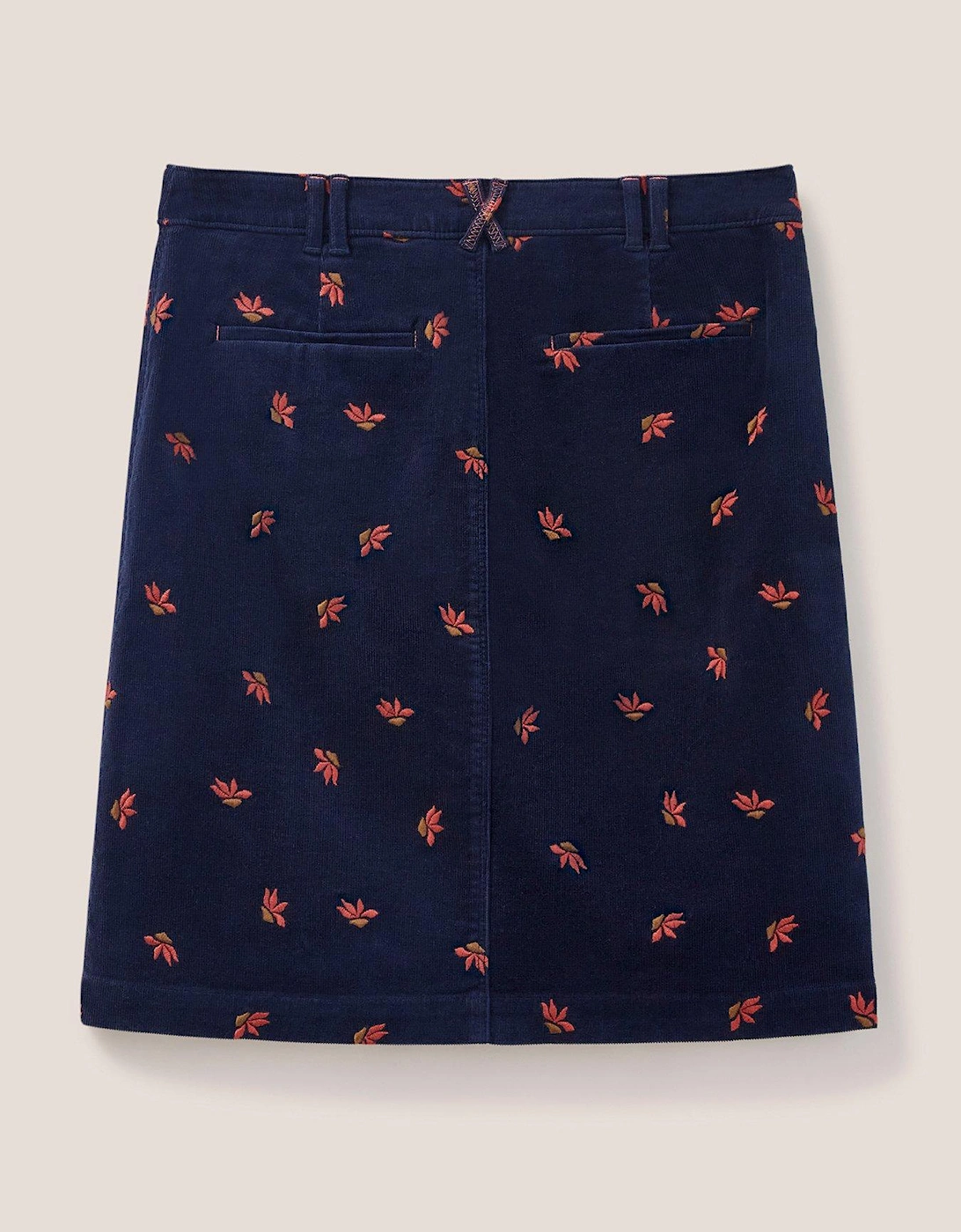 Melody Embroidered Cord Skirt - Navy