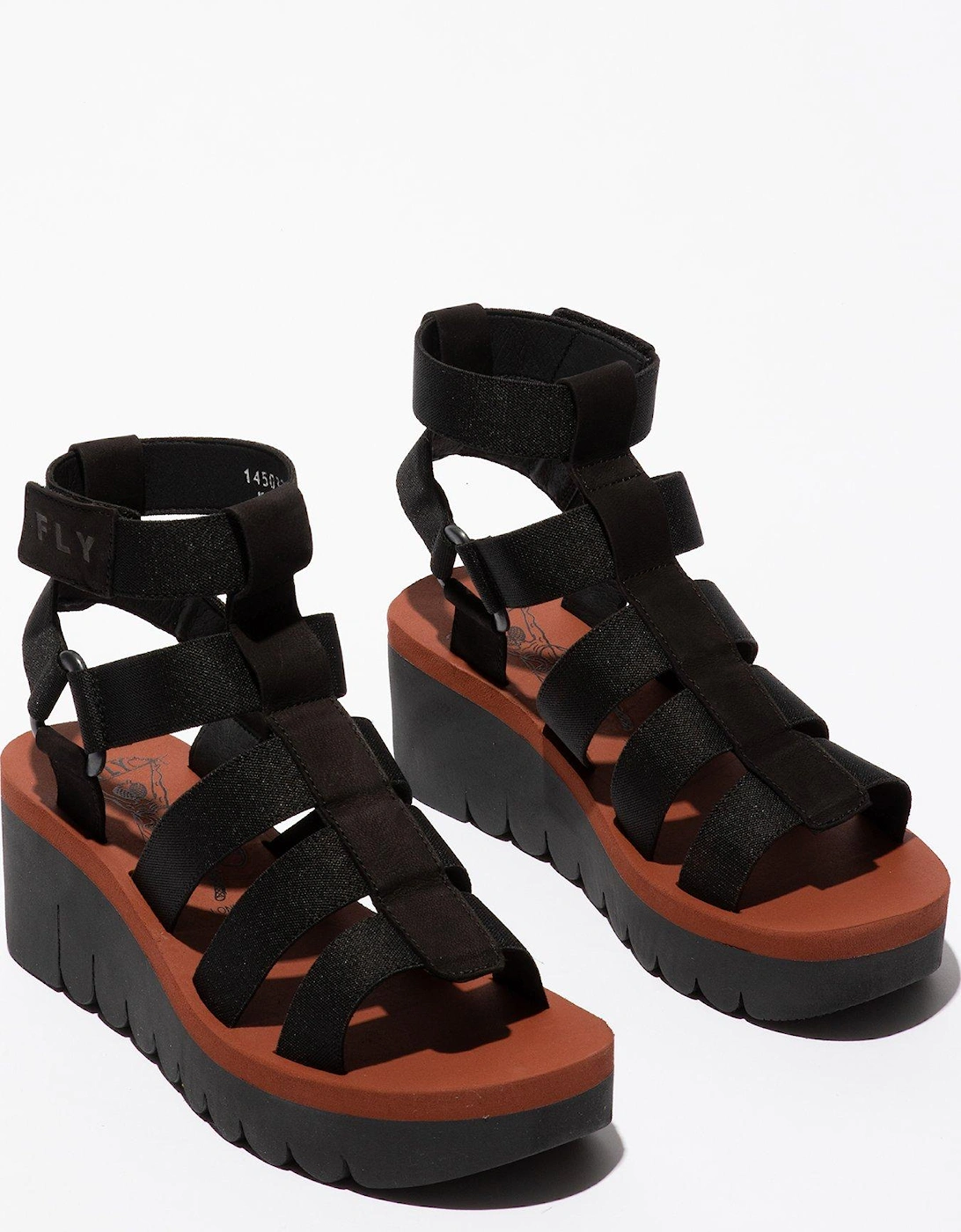 Yufi Gladiator Wedged Sandals - Black