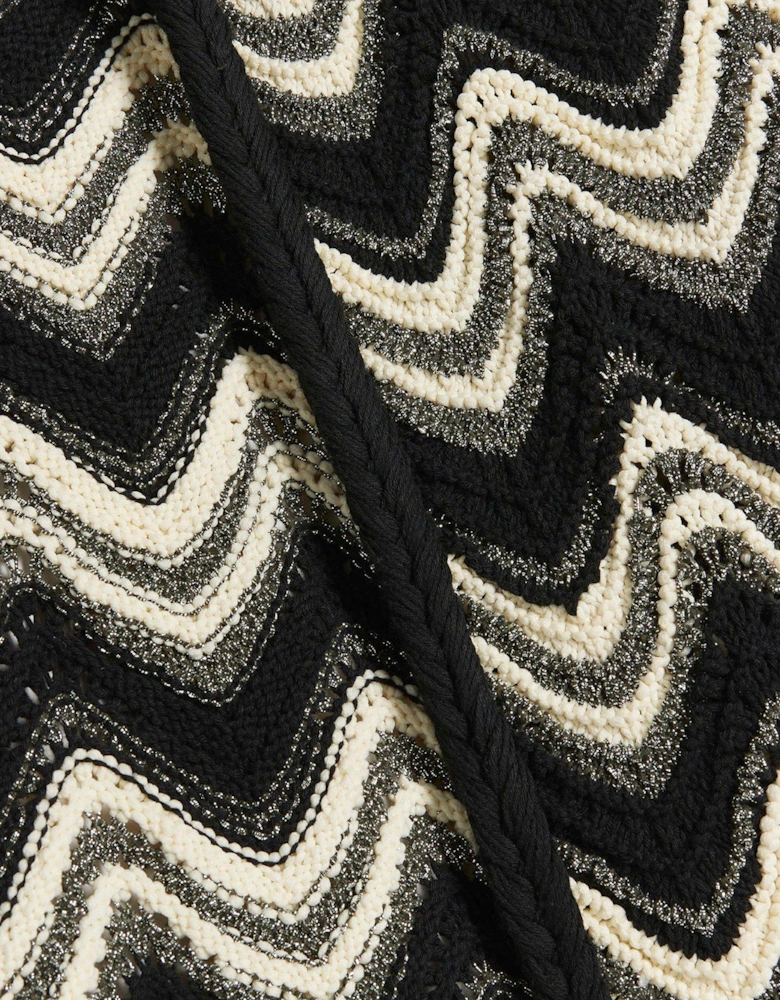 Chevron Knit Cardigan - Black