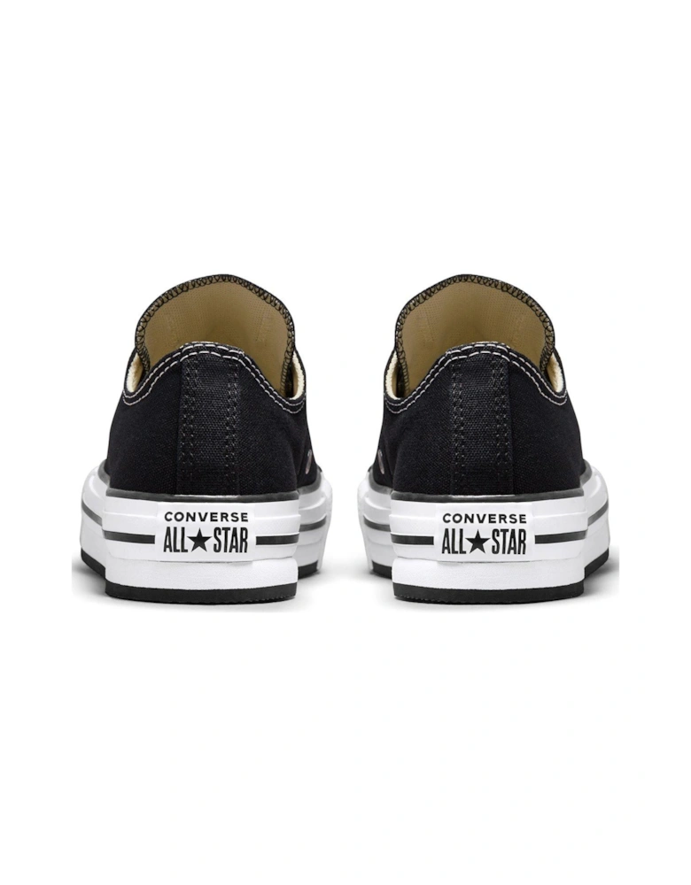 Junior Girls Eva Lift Canvas Platform Ox Trainers - Black - Black/White