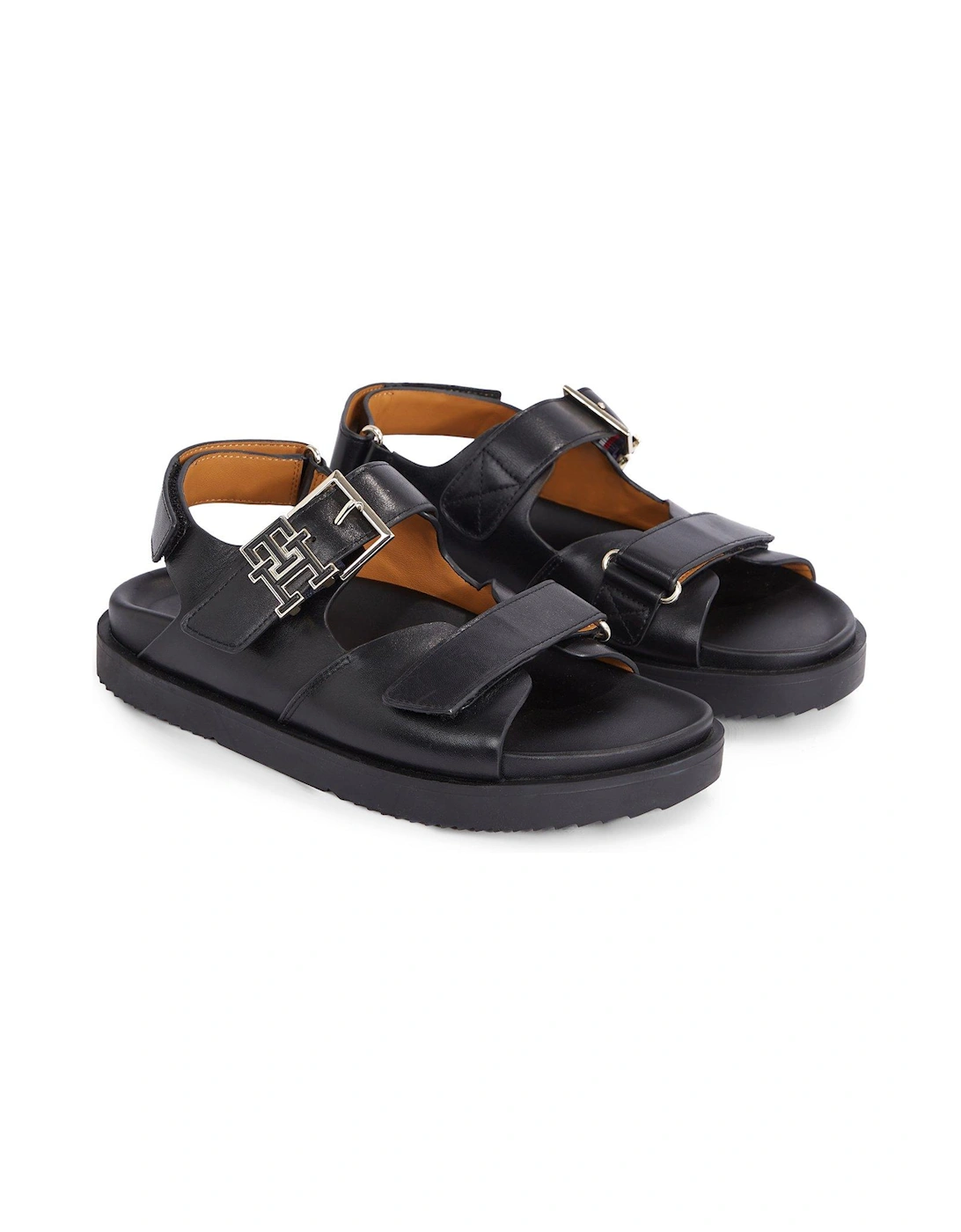 Leather Sporty Sandals - Black