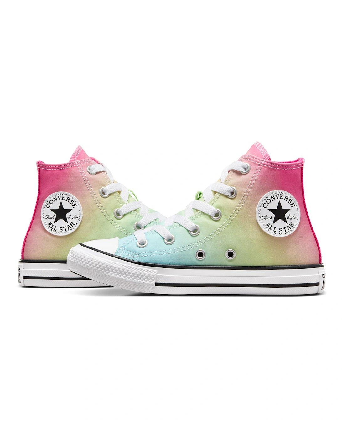 Kids Girls Hyper Brights High Tops Trainers - Turquoise/Pink