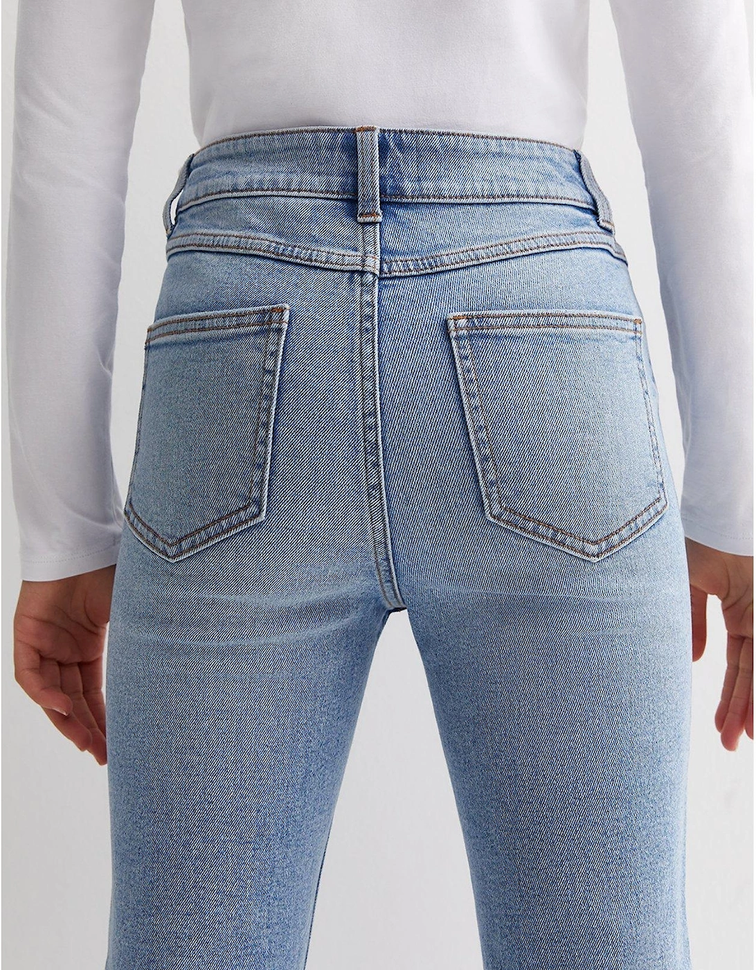 Girls Blue Ripped Knee Flared Jeans