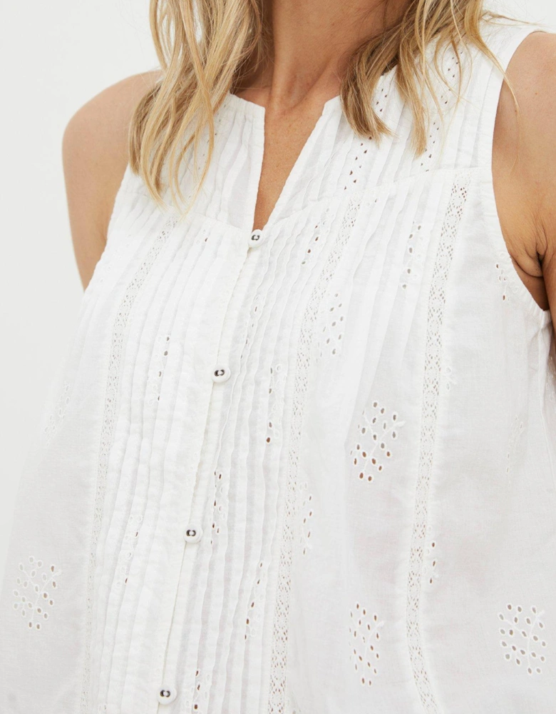 Cassie Embroidered Cami - White