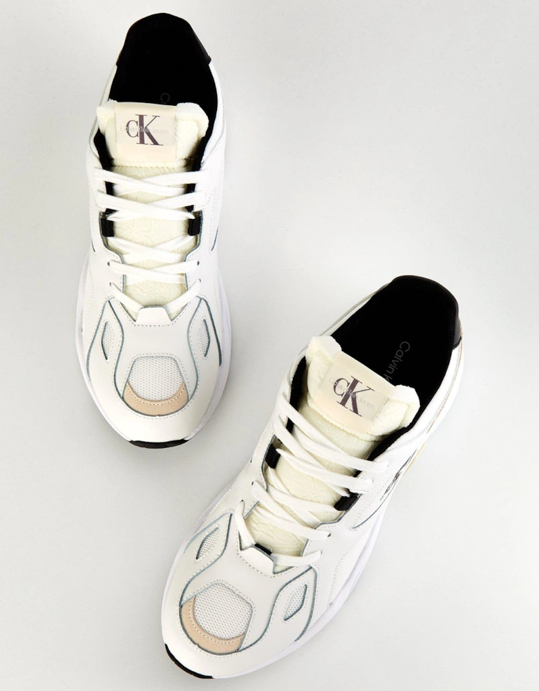Leather Lace Up Runner Trainer - Black