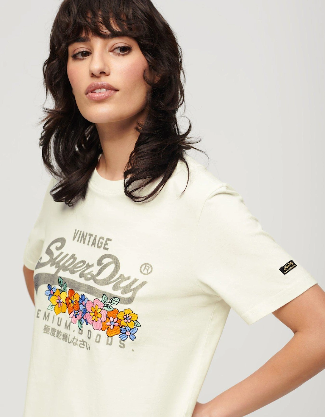Vintage Logo Premium Floral T-Shirt - Cream