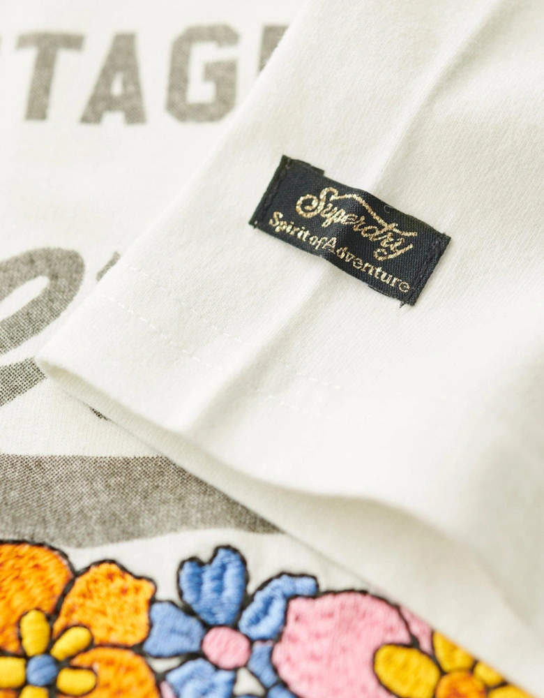 Vintage Logo Premium Floral T-Shirt - Cream