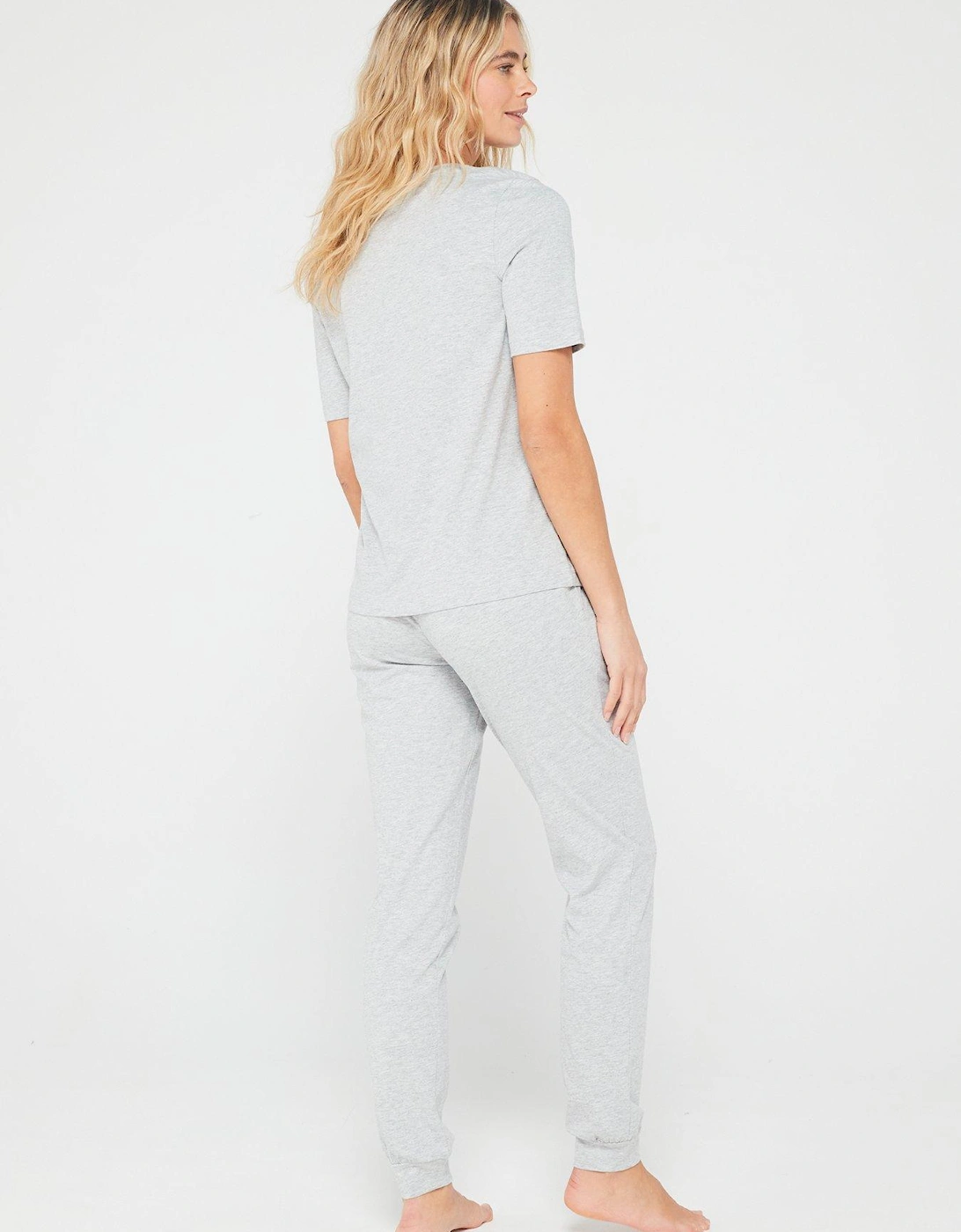 Mid Sleeve V Neck Top And Jogger Pj Set