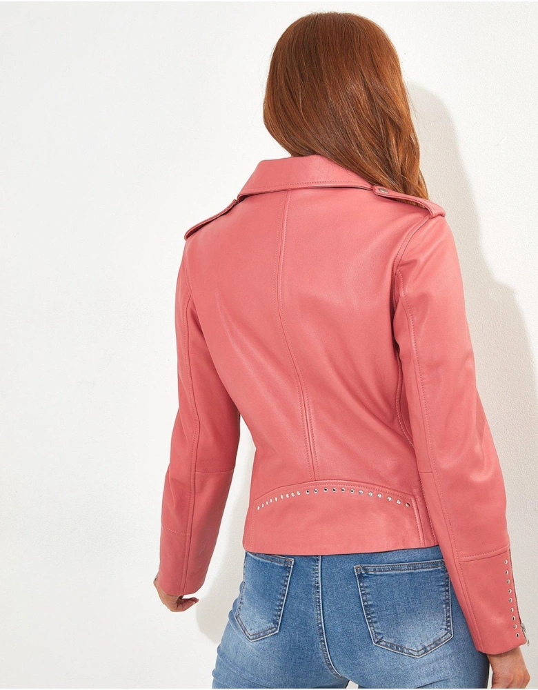 Rosalie Leather Jacket - Pink