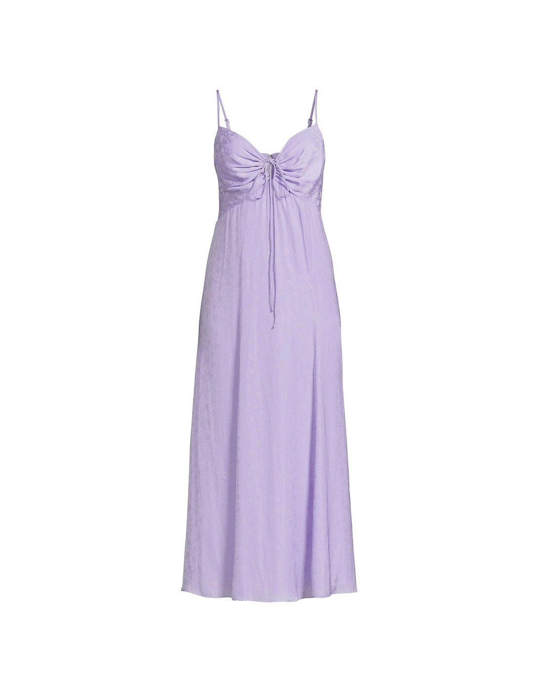 Spaghetti Strap Satin Jacquard Midi Dress - Lilac