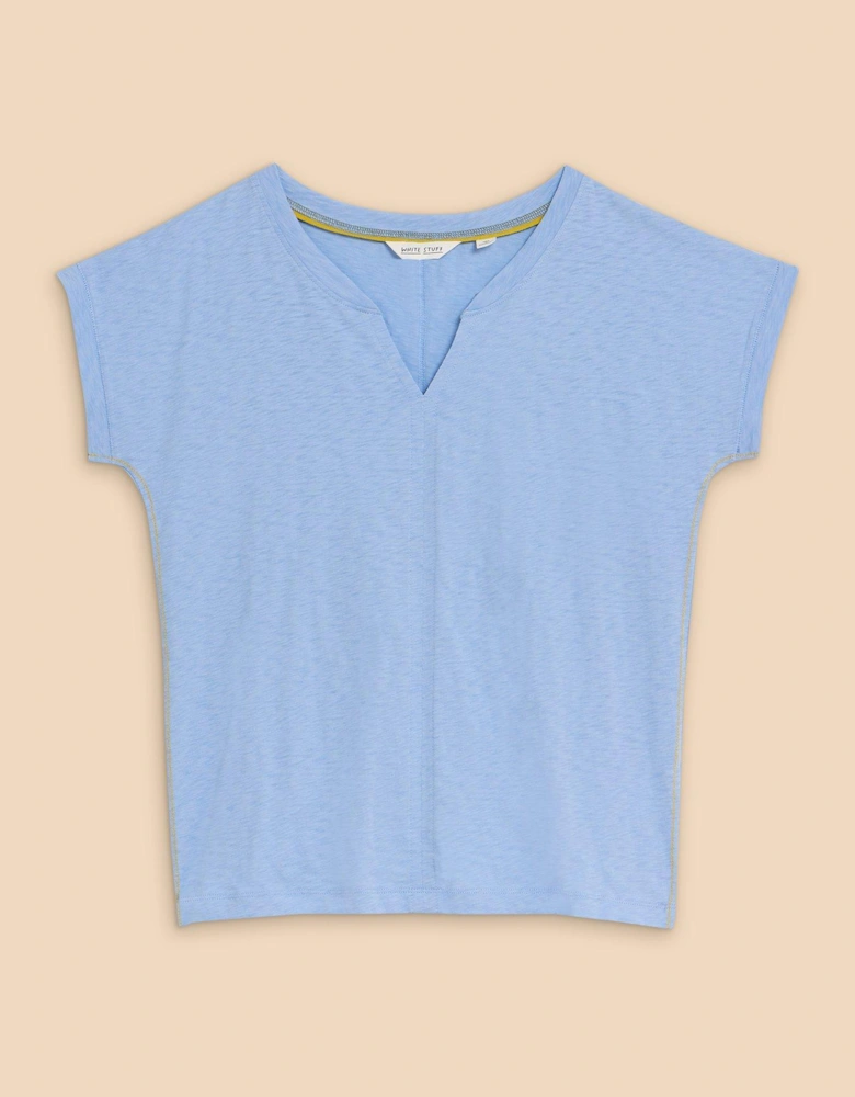 Nelly Notch Neck T-Shirt - Blue