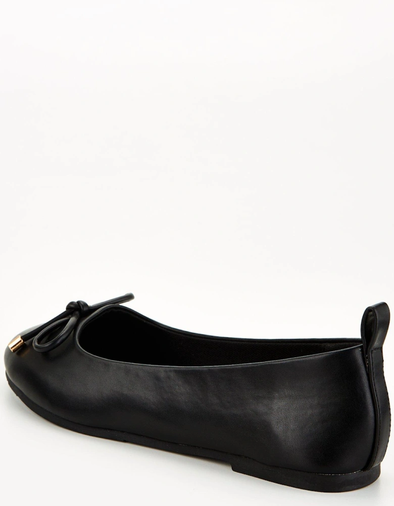 Wide Fit Round Toe Ballerina - Black