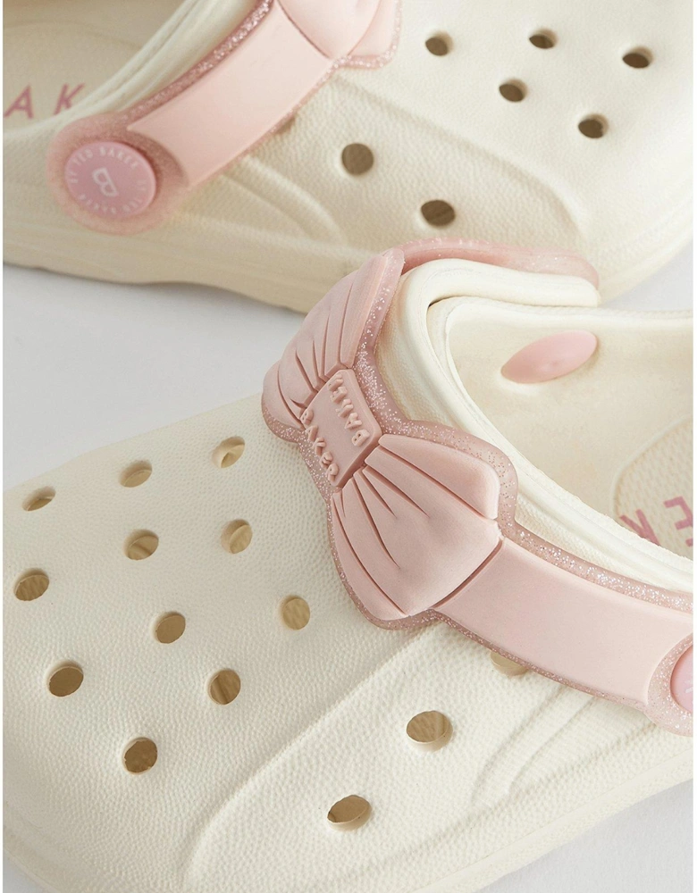 Younger Girls Bow Clog - Pink/Neutral