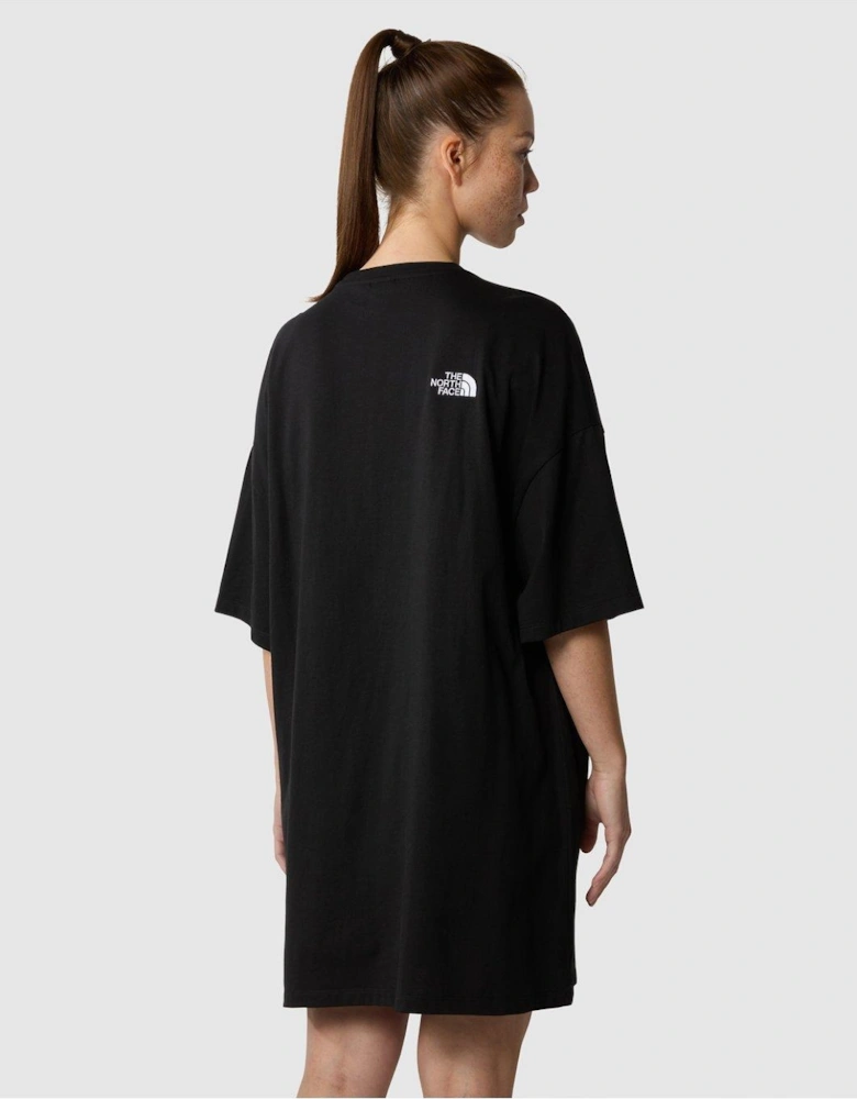 Women's Short Sleeve Simple Dome Tee Dress - Black