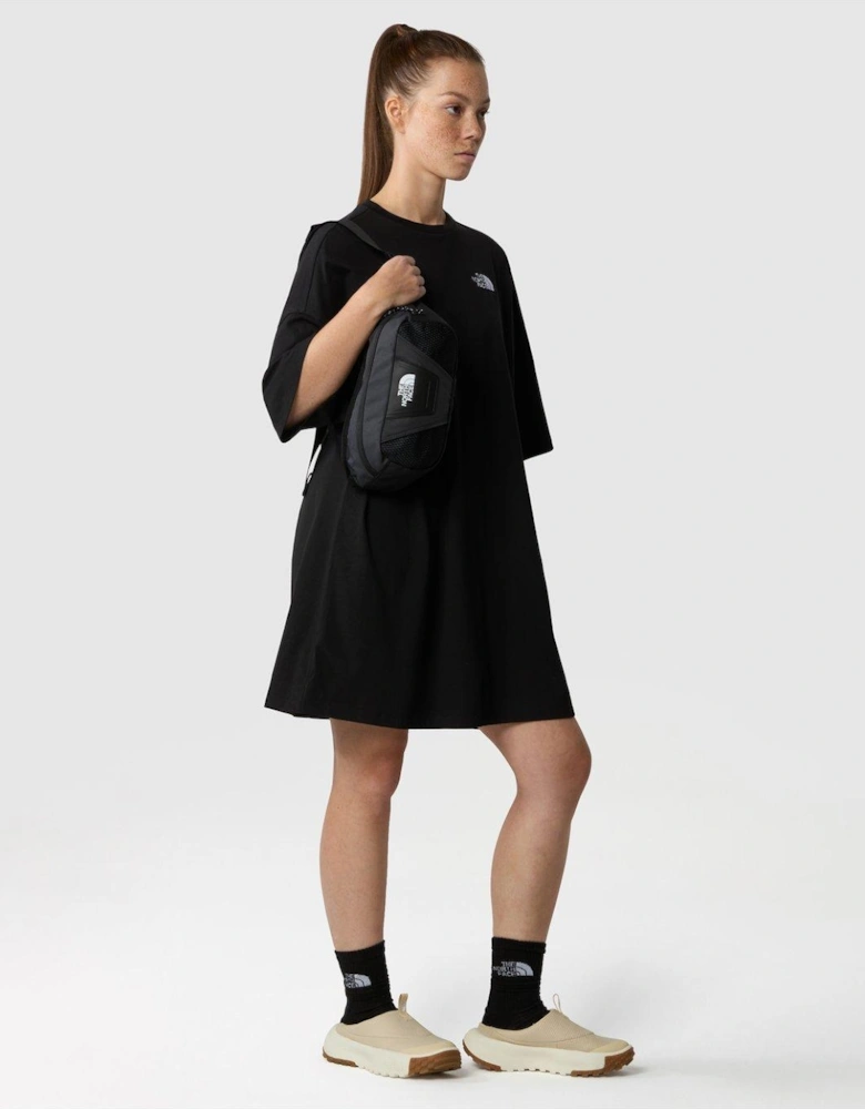 Women's Short Sleeve Simple Dome Tee Dress - Black