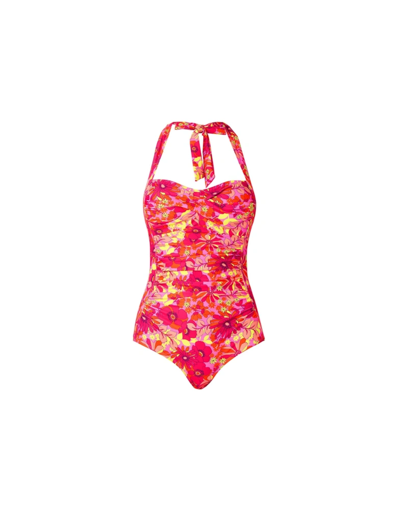 Floral Festival Retro Swimsuit Pink Multi