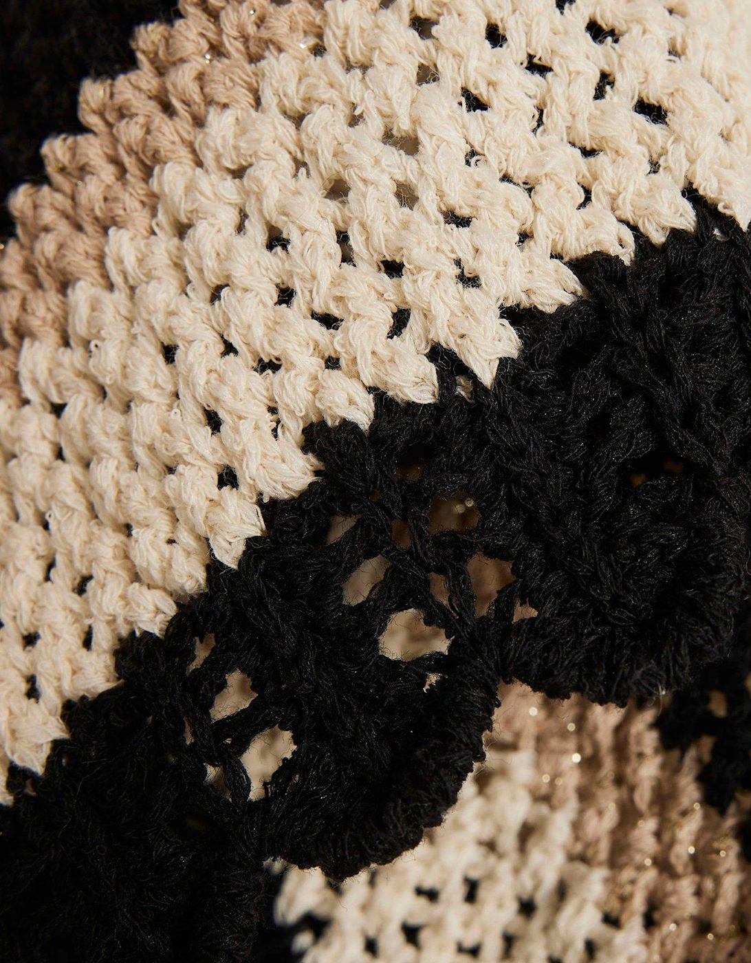 Crochet Stripe Cardigan - Black