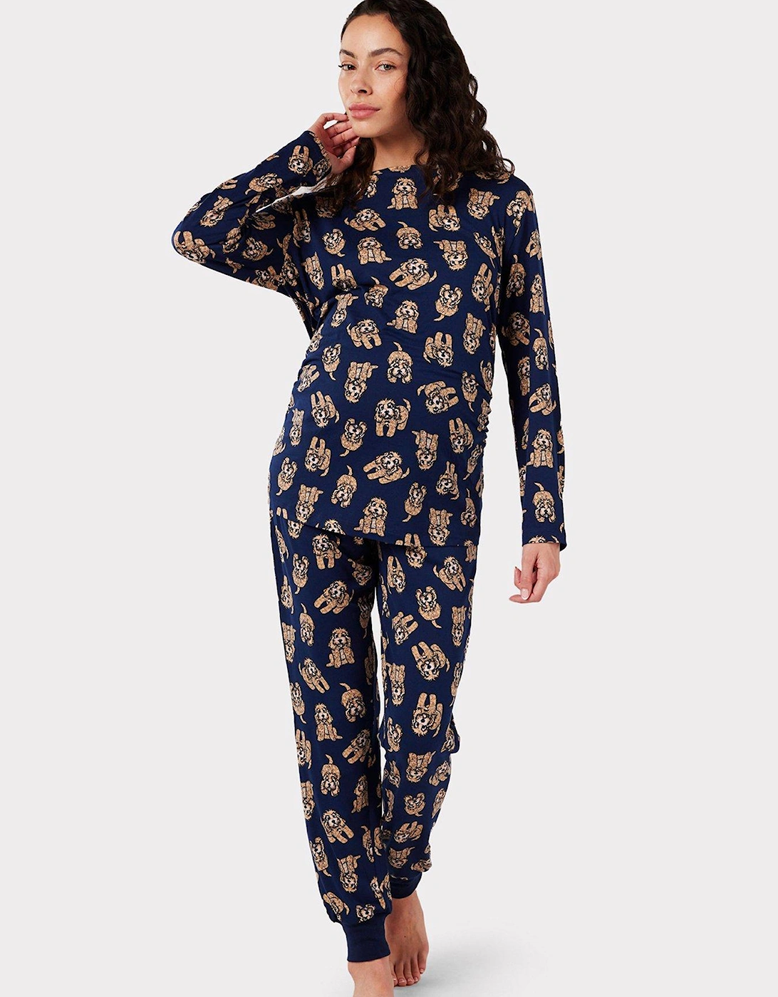 Maternity Navy Cockapoo Print - White, 2 of 1