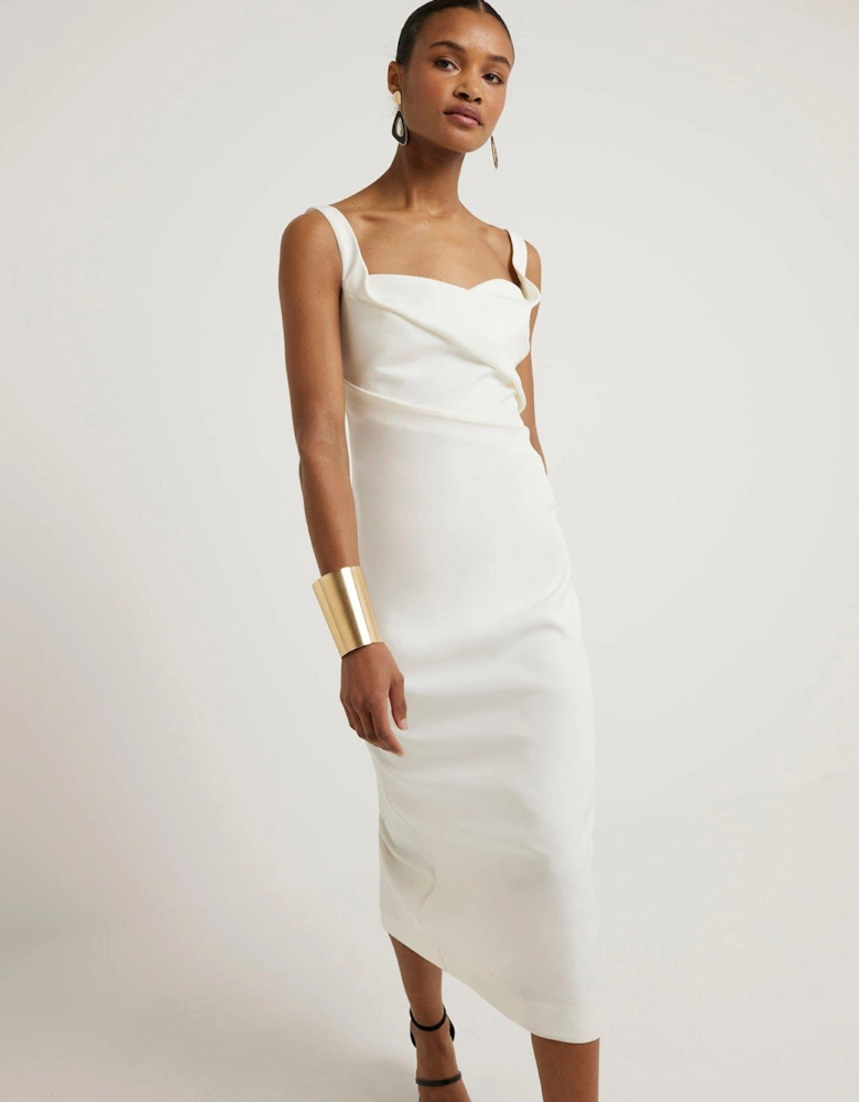 Ruched Bodycon Dress - White