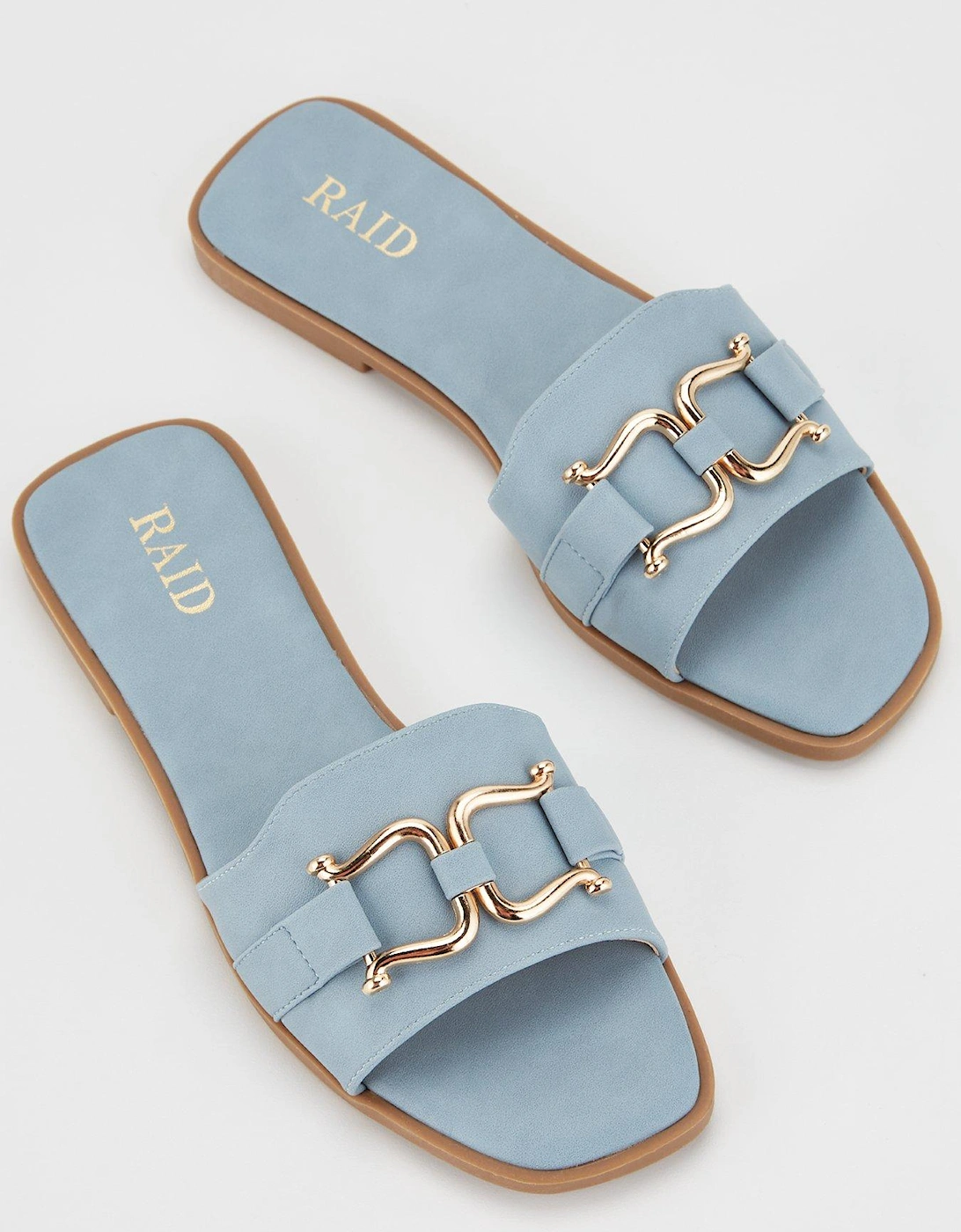 Miya Metallic Detail Flat Sandal - Blue