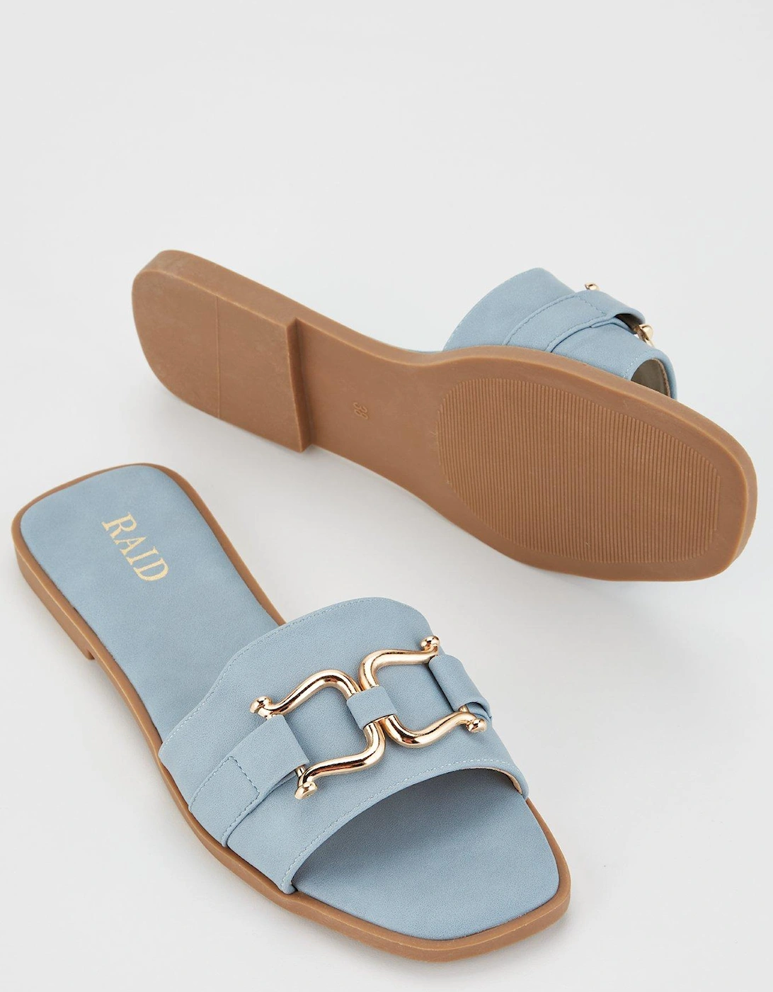 Miya Metallic Detail Flat Sandal - Blue