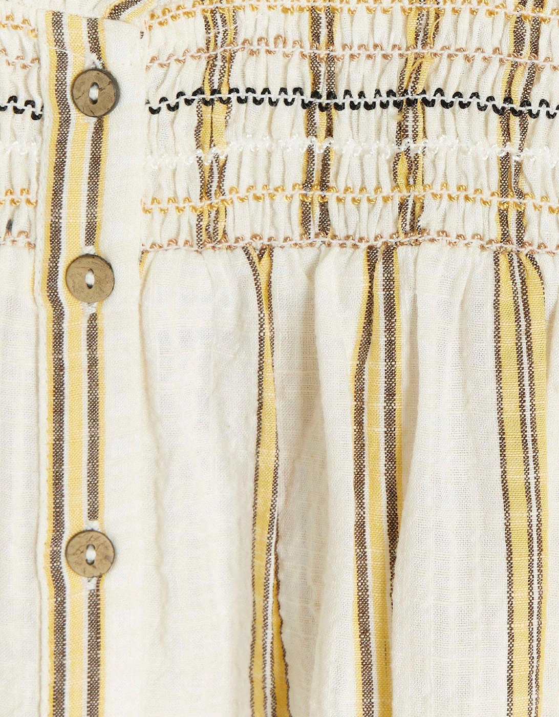 Textured Cotton Stripe Top - Yellow