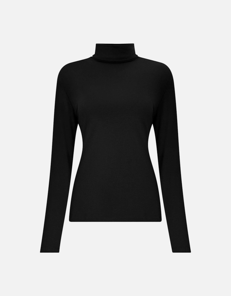 Roll Neck Top Jersey - Black