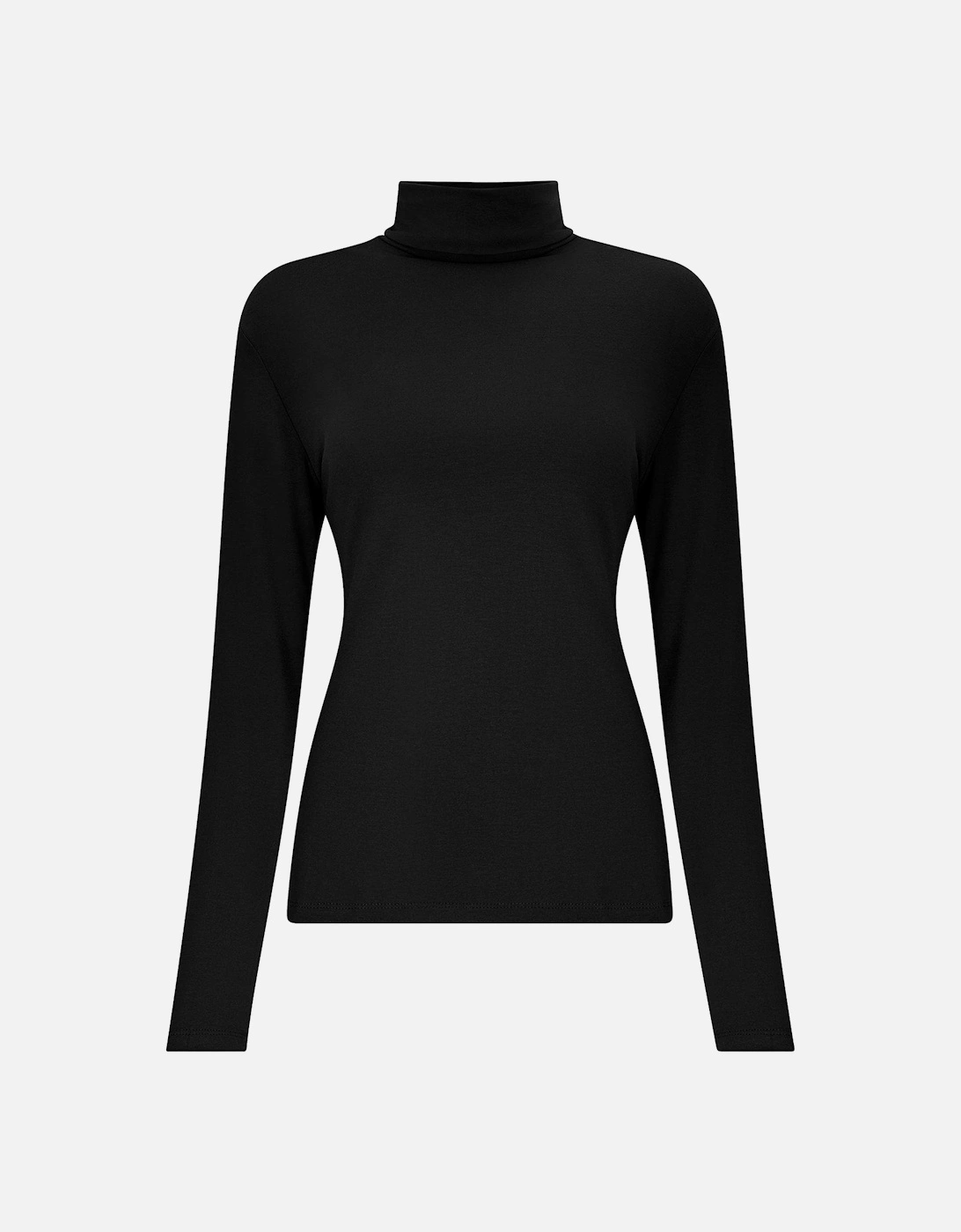 Roll Neck Top Jersey - Black