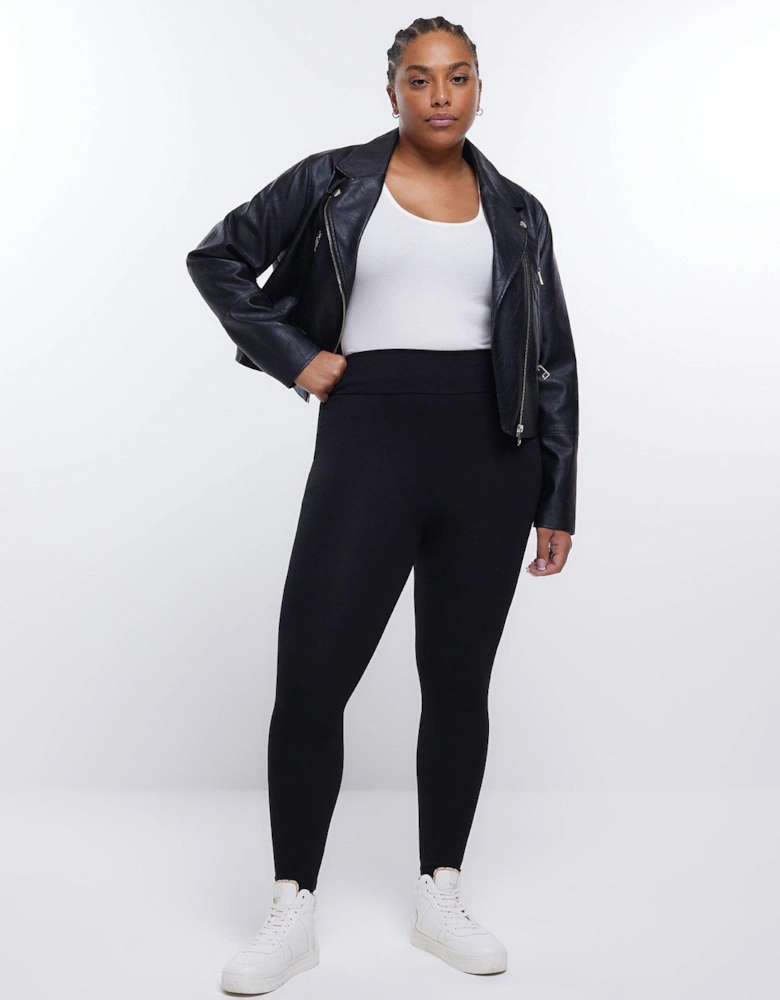 Plus High Waisted Jersey Legging - Black