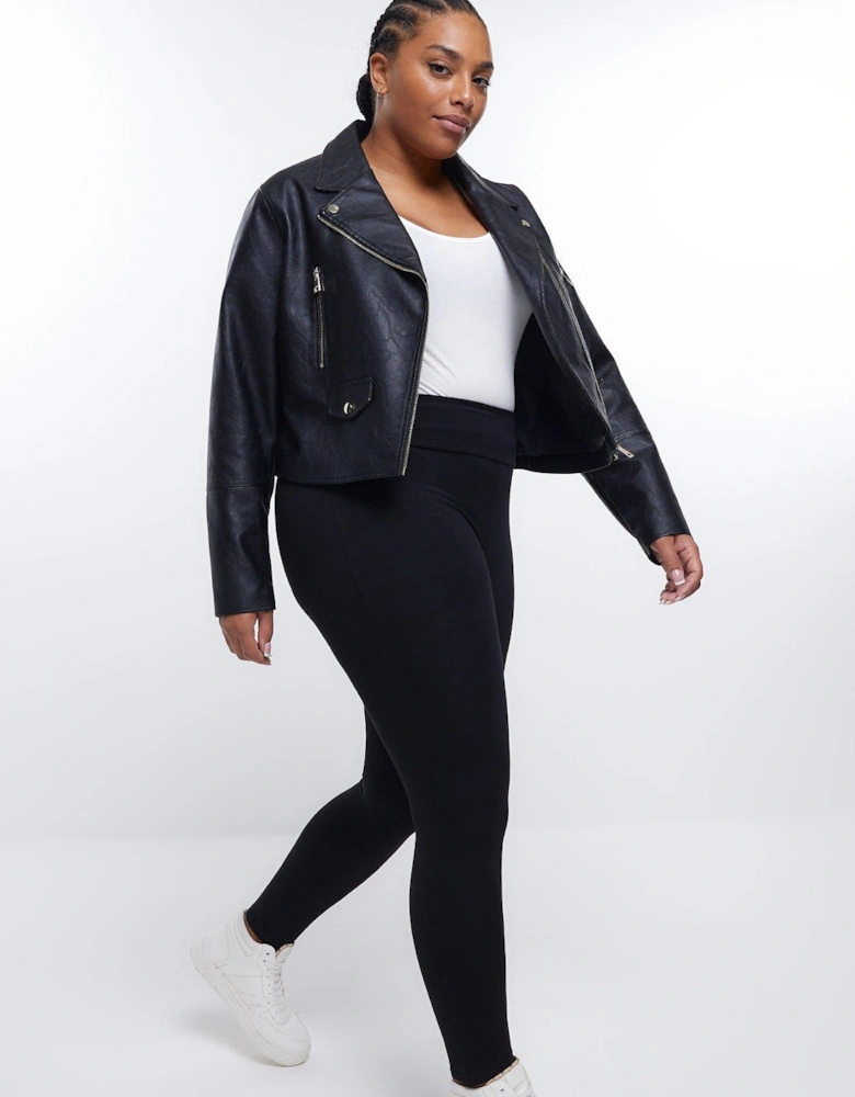 Plus High Waisted Jersey Legging - Black