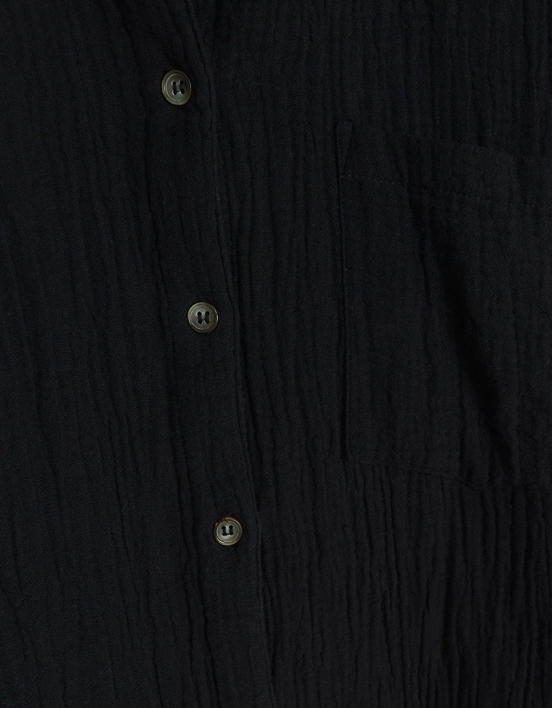 Plus Textured Cotton Shirt - Black