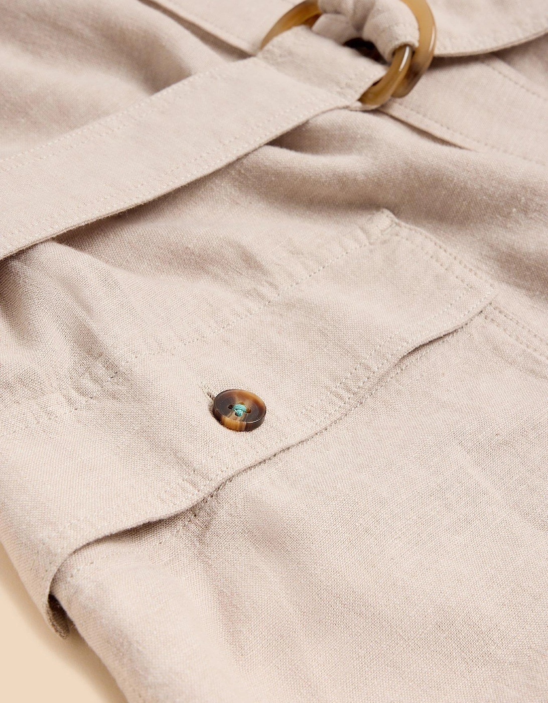 Hazel Linen Blend Shirt Dress - Beige