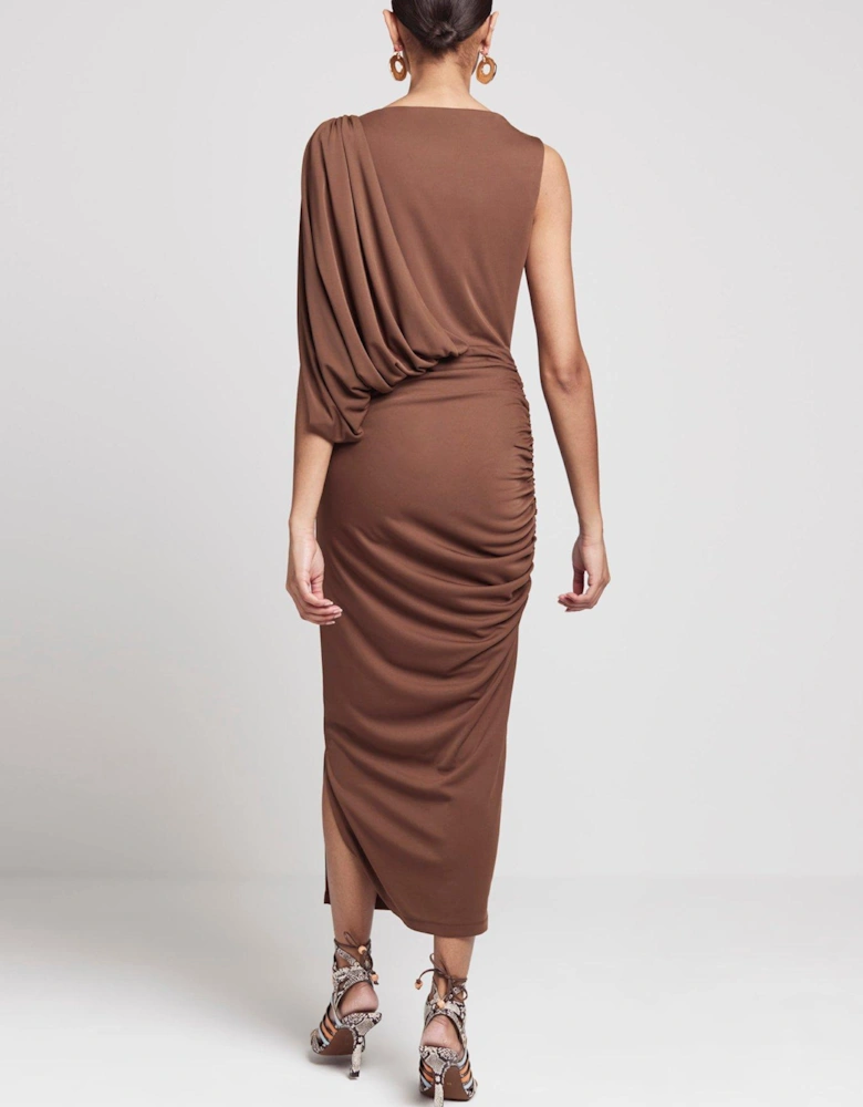 Drape Jersey Dress - Dark Brown